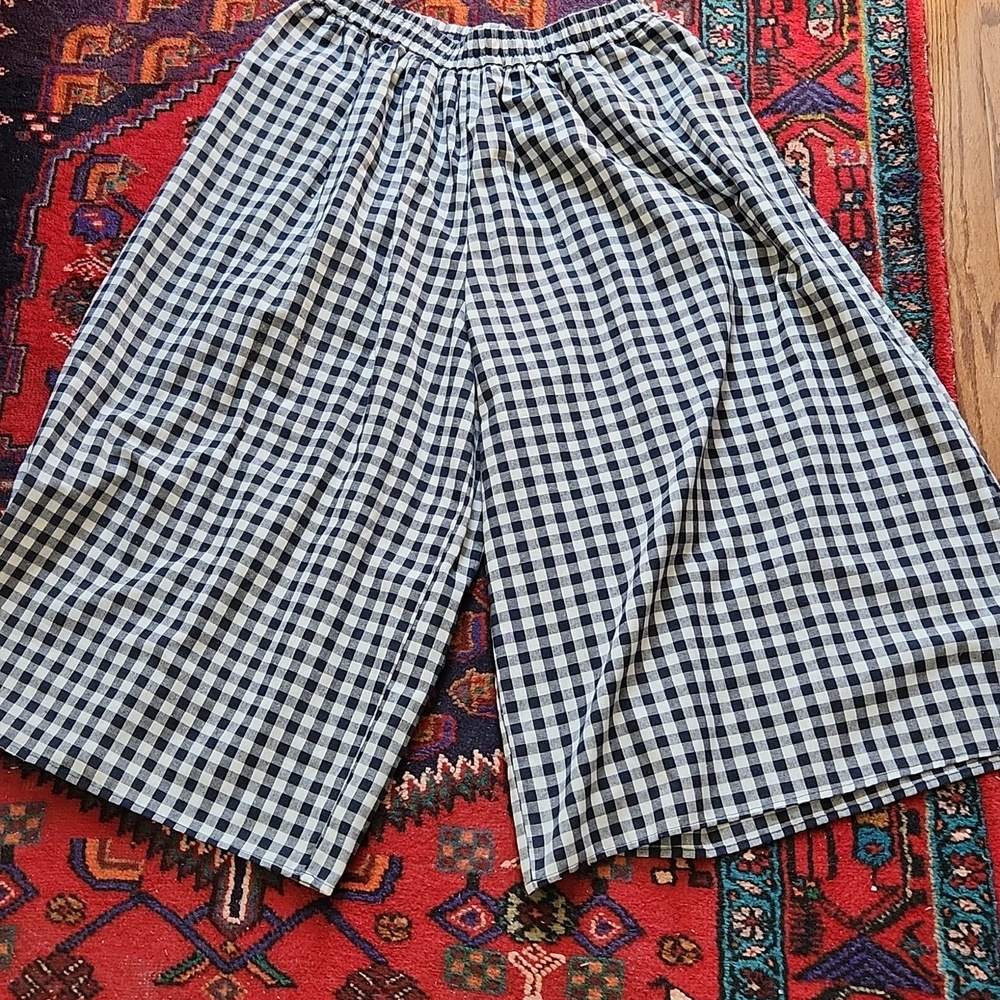 XL Women’s Navy & White Gingham Palazzo Pants